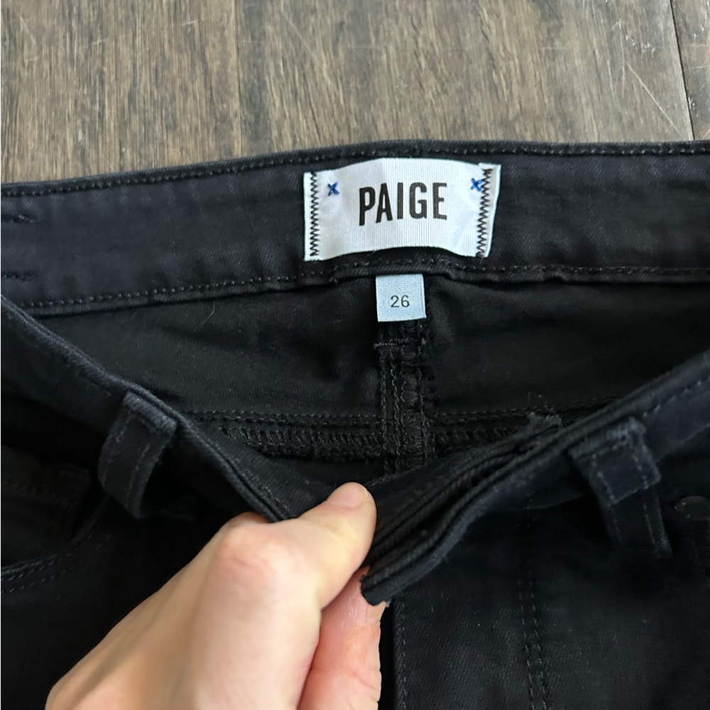PAIGE Verdugo Crop Black Skinny Jeans 26 - Picture 3 of 5